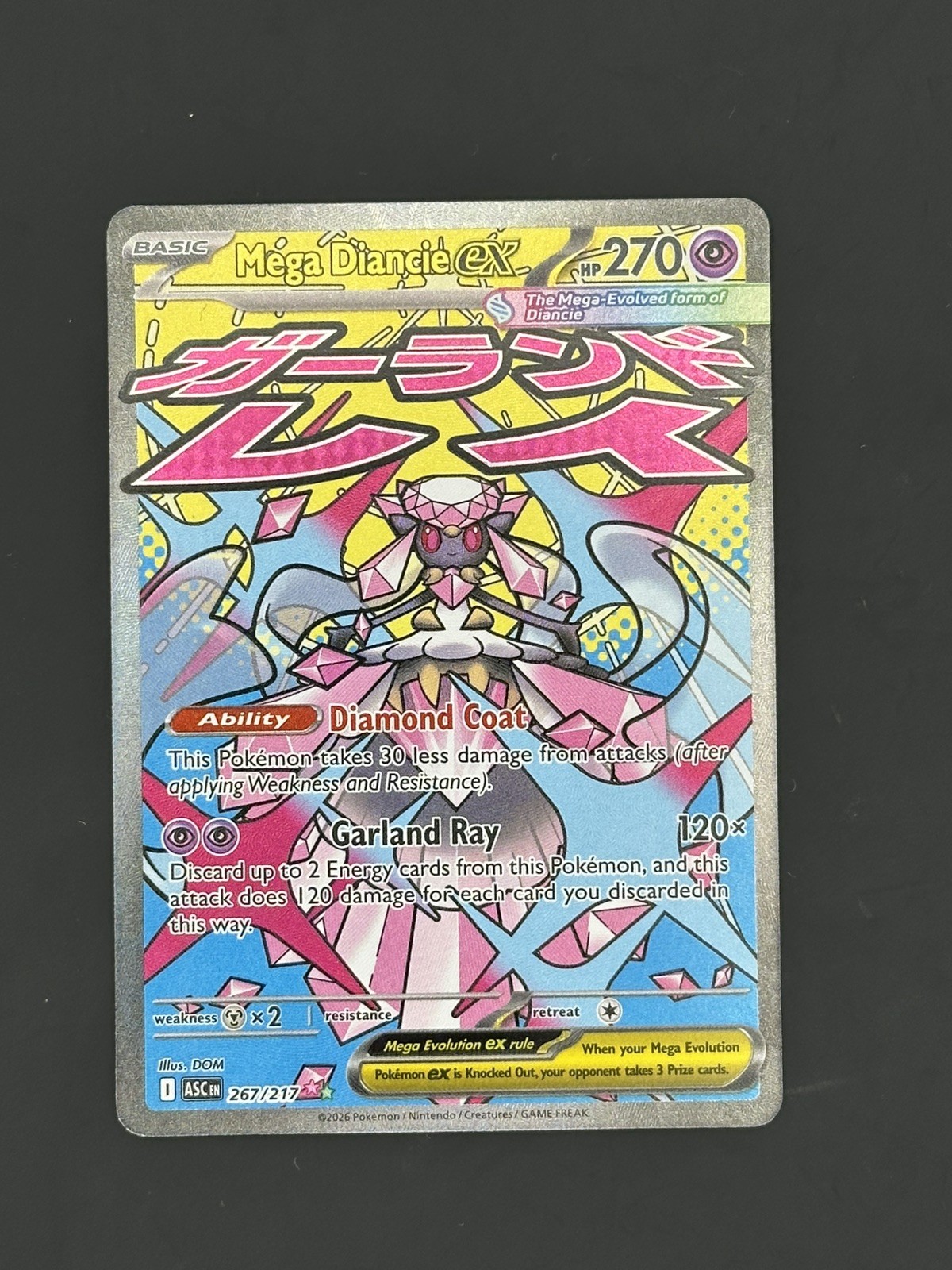 Mega Diancie ex 267/217 Mega Attack Rare Ascended Heroes Pokemon Holo Near Mint