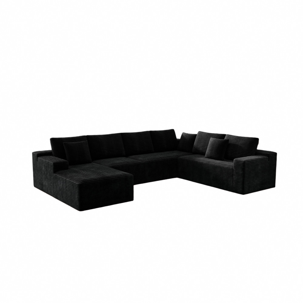 Black 131.9*104.3"Modular Sectional Sofa Seat, Upholstered Compressed Couch