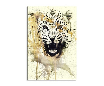60x90cm Leopard Aquarell Art Leinwandbild