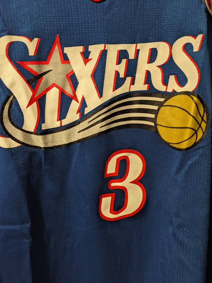 Vintage 90s Philadelphia 76ers Iverson Champion Size 44 NBA