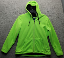 Reebok Fleece Hoodie Men's M Green Pocket Long Sleeve Embroidered Logo Full Zip