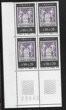 1976 bloc de 4 timbres coin numéroté JOURNEE DU TIMBRE  N° 1870 Neufs **