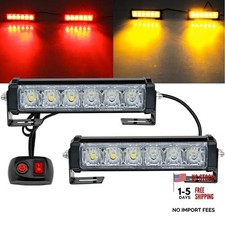 Led Emergency Strobe Lights Bar 2pcs Red Yellow Double Color Red Change Amber Led Emergency Strobe Lights Bar 2pcs Red Yellow Double Color Red Change Amber