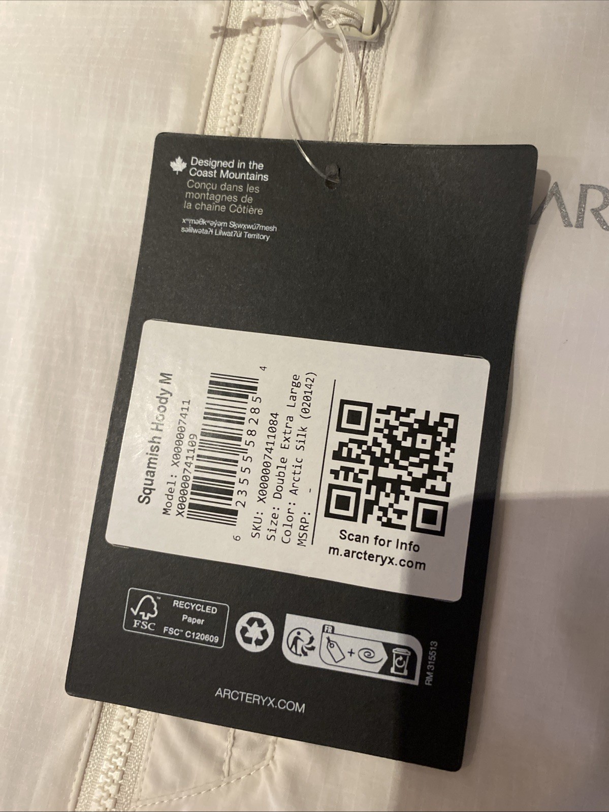 Arcteryx Squamish Hoody (XXL) Arctic Silk BNWT Men’s Jacket RRP £160.00 2XL thumbnail 11