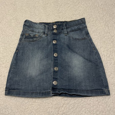 Jessica Simpson Girl&rsquo;s Blue Denim  Skirt Mid Rise Button Front Pockets 8