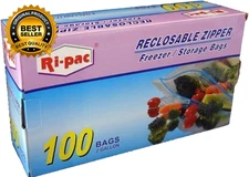 2 Gallon Size Zipper Bag, Freezer & Storage Bag 13X16 IN, 100 Bags,