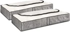 LIVIVO 2 Pack Underbed Storage Bags Grey Linen with Viewing Panel