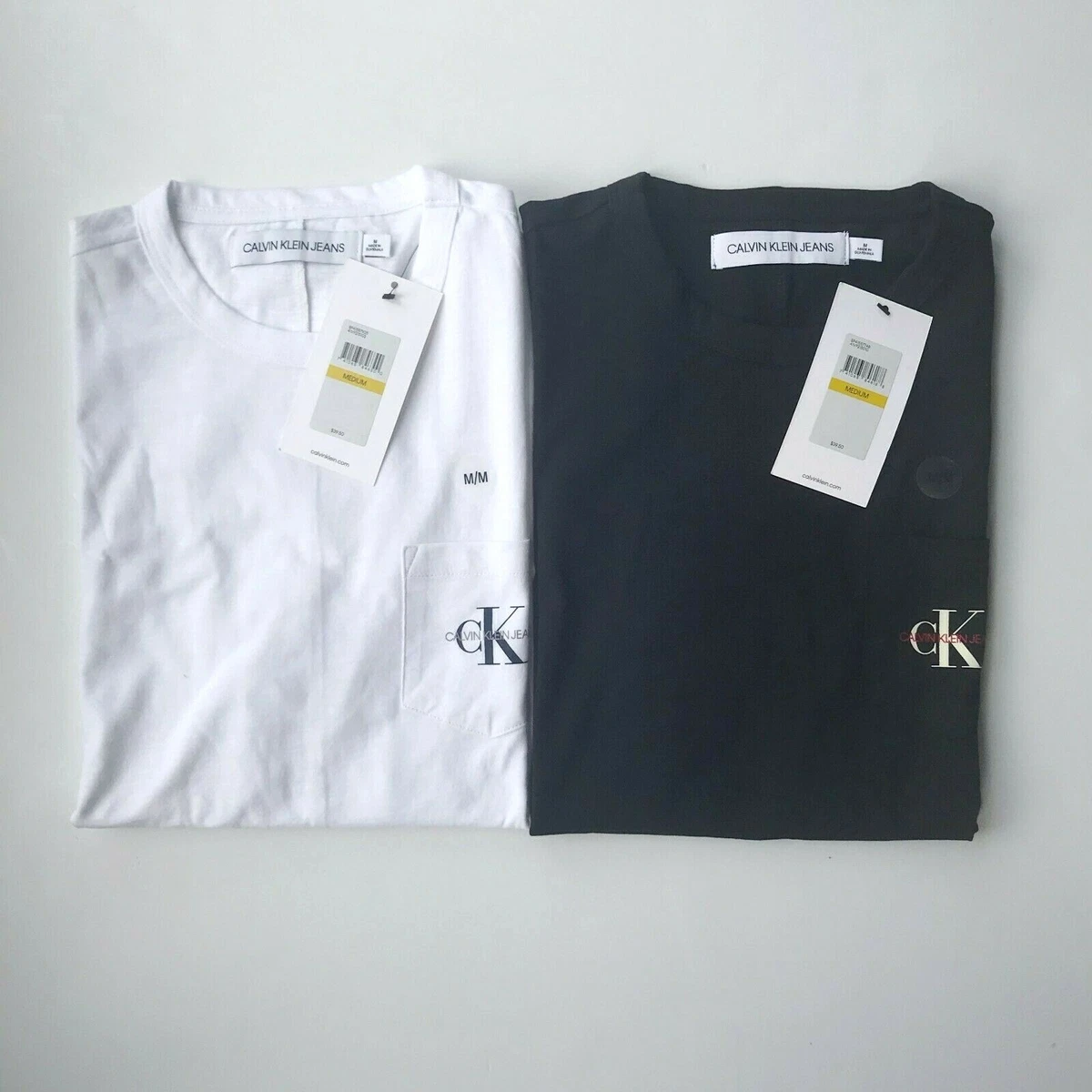 NWT Calvin Klein Men's Monogram Logo Slub Crewneck T-Shirt White