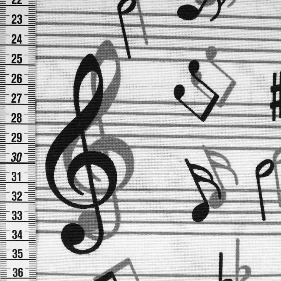 Dekostoff Musiknoten weiß Canvas Dekoration Vorhänge Kissen Taschen (Preis=0,5m) - Bild 4 von 4