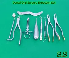 SET OF 10 PCS ORAL DENTAL EXTRACTION KIT+EXTRACTING FORCEPS#150+151+210H EX-331