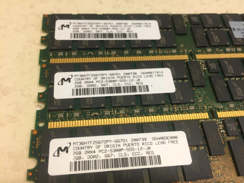 Micron 4x 2gb (8gb) 2Rx4 PC2-5300p-555-12-J0 DDR2 Server RAM MT36HTF2572PY-667D1 - Immagine 4 di 4