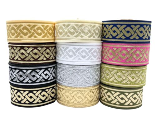 10m Jacquard Ribbon/Trim Celtic Knot 33mm width Various colours available - Picture 1 of 16