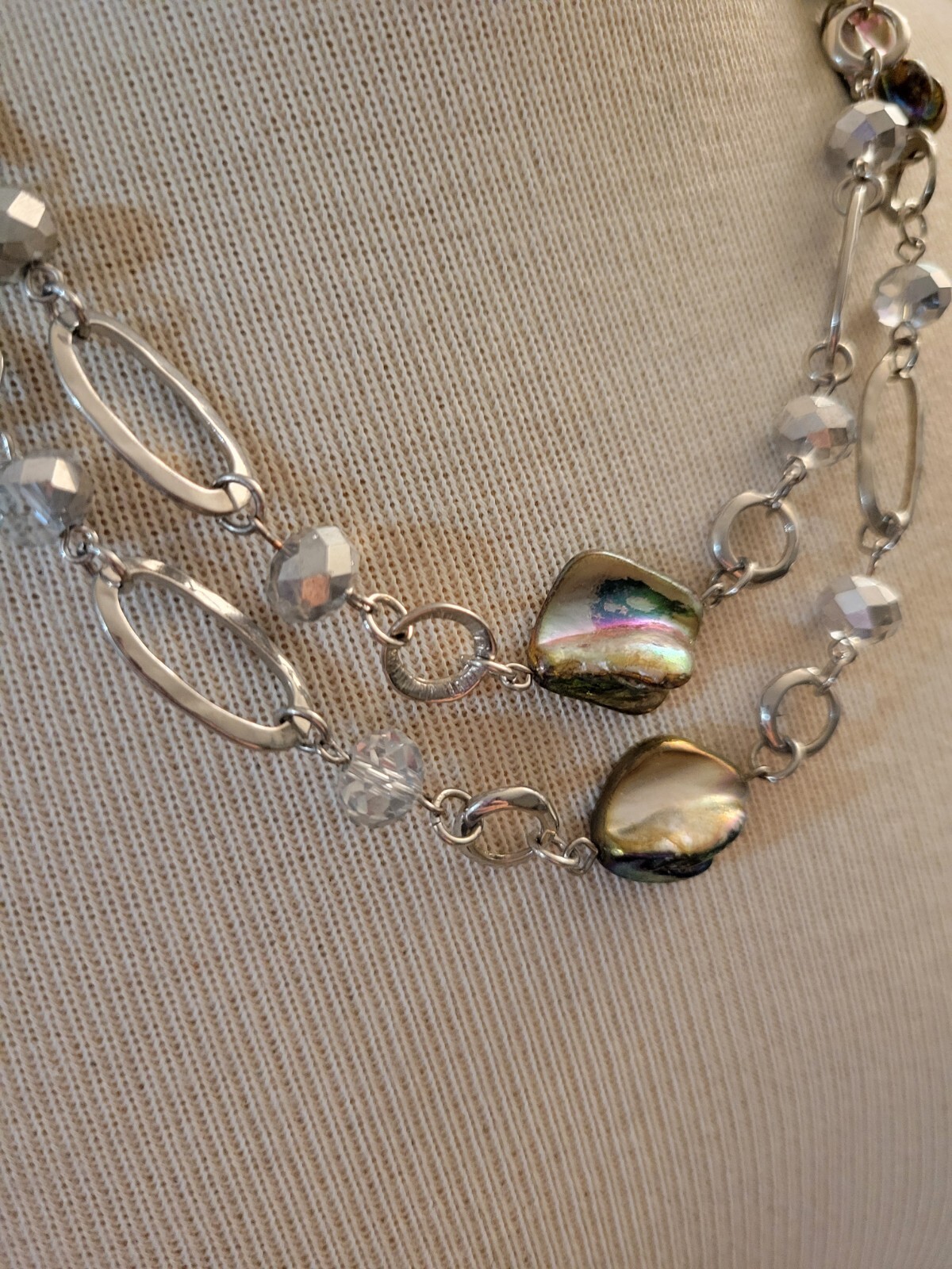 Erica Lyons Shell Silvertone Chain Double Strand … - image 2