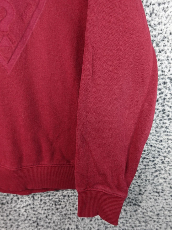 Jersey Guess Grande Borgoña Repujado Triángulo Logotipo Deletreado Manga Larga Algodón Foto 4 de 4
