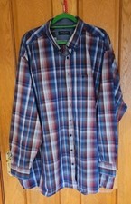 Mens Casa Moda Shirt Size 5XL Checked Blue / Burgandy. Comfort Fit.
