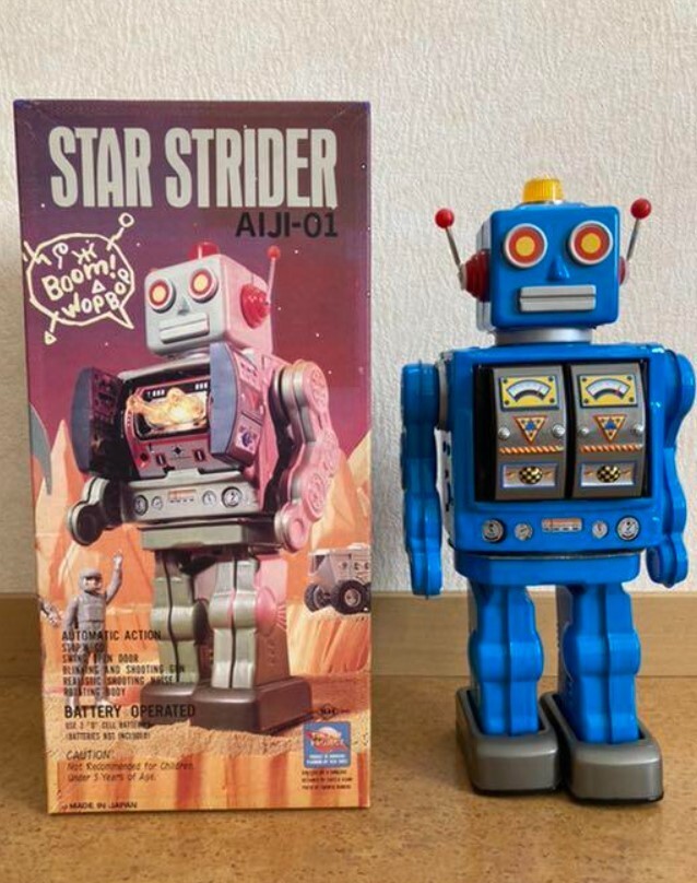 Horikawa Toy Tin Toy Robot Star Strider Blue Friction W/BOX