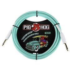 Pig Hog "Seafoam Green" Vintage Woven Instrument Cable - 10 FT Straight 1/4"