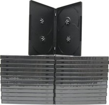  25 Black Quad 4 DVD Cases Boxes Overlap 14mm .55" Slim Wrap Sleeve DV4R14BK