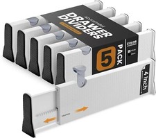 5 Pack Drawer Dividers 4" High, 11-17" Adjustable Organizers
