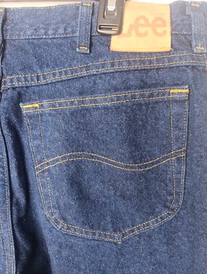 Vintage LEE M.R. Genuine White Tab Jeans YKK Zipper 36x34 Dark