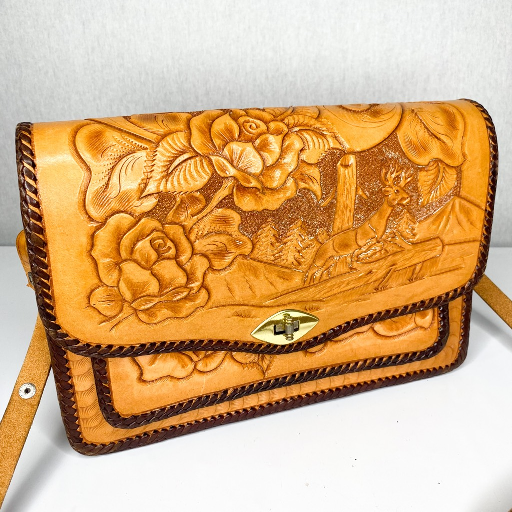 Vintage Floral Spliced Flap Shoulder Bag