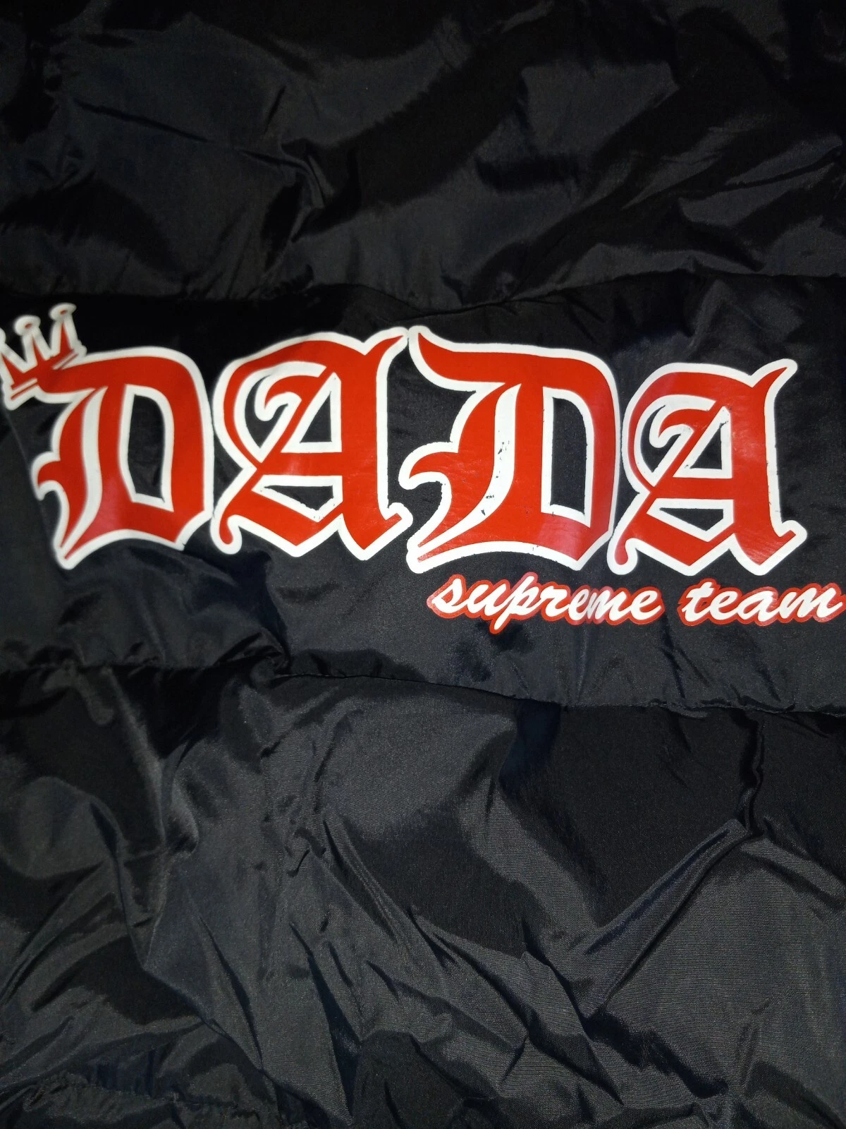Veste en plumes vintage Dada Supreme XL zippée complète vieil anglais