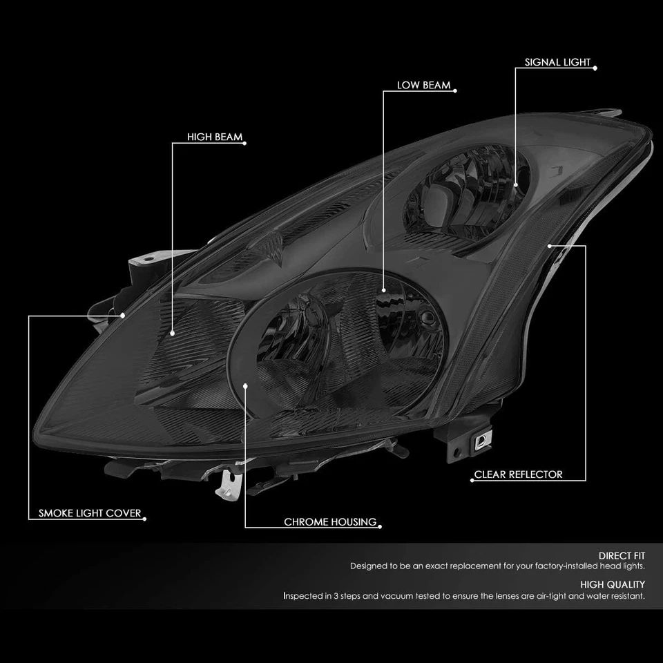 Para Nissan Altima 2010-2012 Reflector Lente Humo Faros Lámparas Repuesto Foto 4 de 4