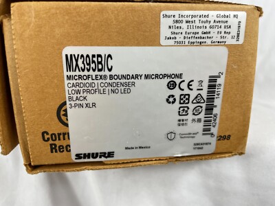 Shure MX395B/C Microflex Low-Profile Cardioid Boundary Microphone Black