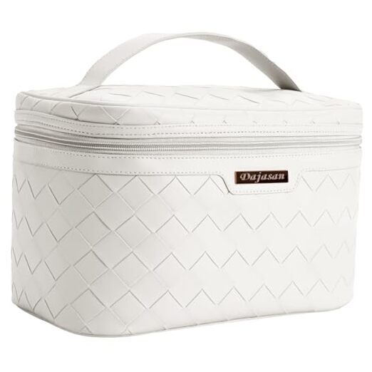 Makeup Bag, Portable Travel Cosmetic Bag, Large Makeup Organizer Bag, PU Beige-image