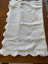 Vintage Matelasse Pillow Ivory Sham Scallop Border Standard Size Diamond Pattern