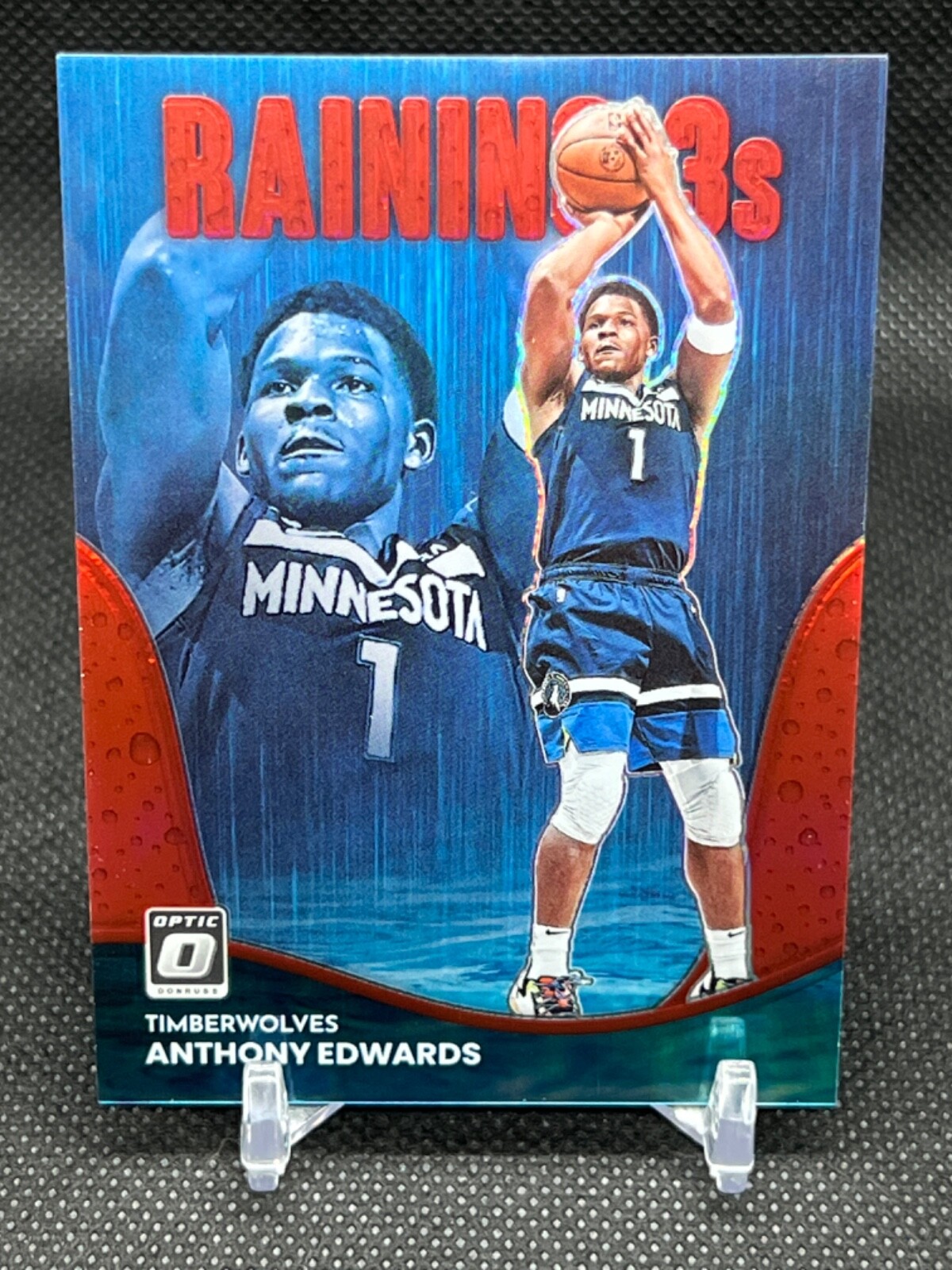 2022-23 Donruss Optic Raining 3s Red #2 Anthony Edwards 50/99!