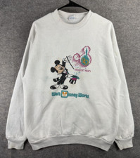 VTG Walt Disney World Sweater Mens XL White Mickey Mouse 20 Magical Years