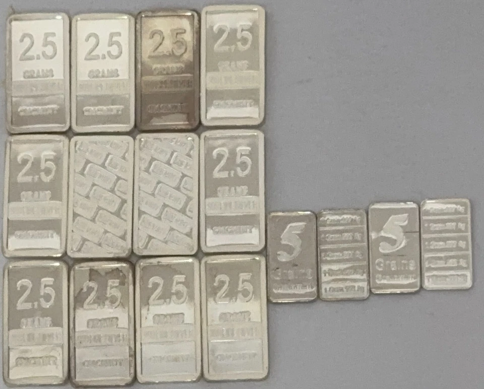 16 lingotti d'argento! Oltre 1 oncia troy! Barra concepibile 12 x 2,5 grammi ... - Immagine 2 di 4