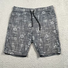 The Rail Kian Swim Trunk Men's 32 Gray Drawstring Waist Floral Beach Swimwear