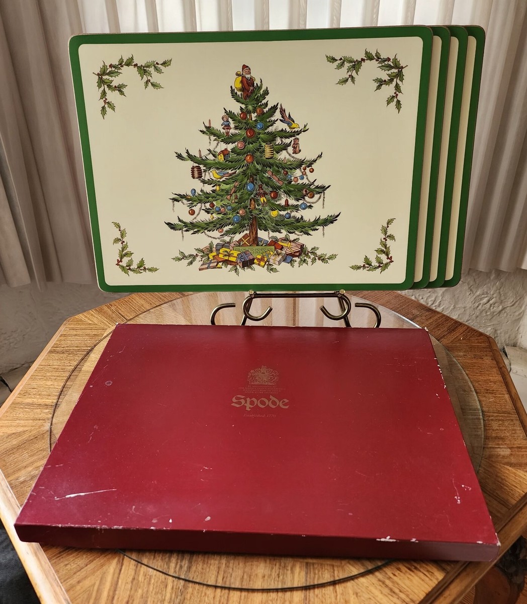 Box Set Spode On the Trent Hard Cork CHRISTMAS TREE Placemats Acrylic  Finish