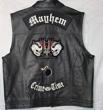 Mens MAYHEM Custom Leather Biker Motorcycle Vest Concealed Carry with 8-Pockets