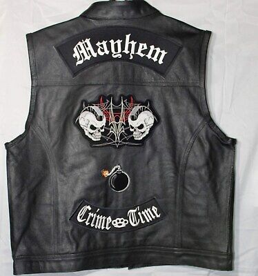 Men's Customized Motorcycle Club Leather Cowhide Gun Pocket Biker Vest Waistcoat