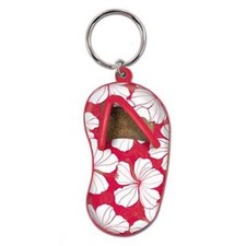 Tropical Hibiscus Red Beach Flip Flop Keychain 08877000