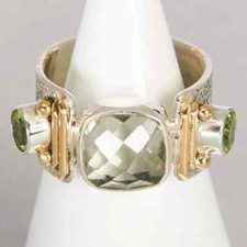 Green Amethyst  Peridot Ring 925 Sterling Silver Handmade Jewelry Wedding Rings