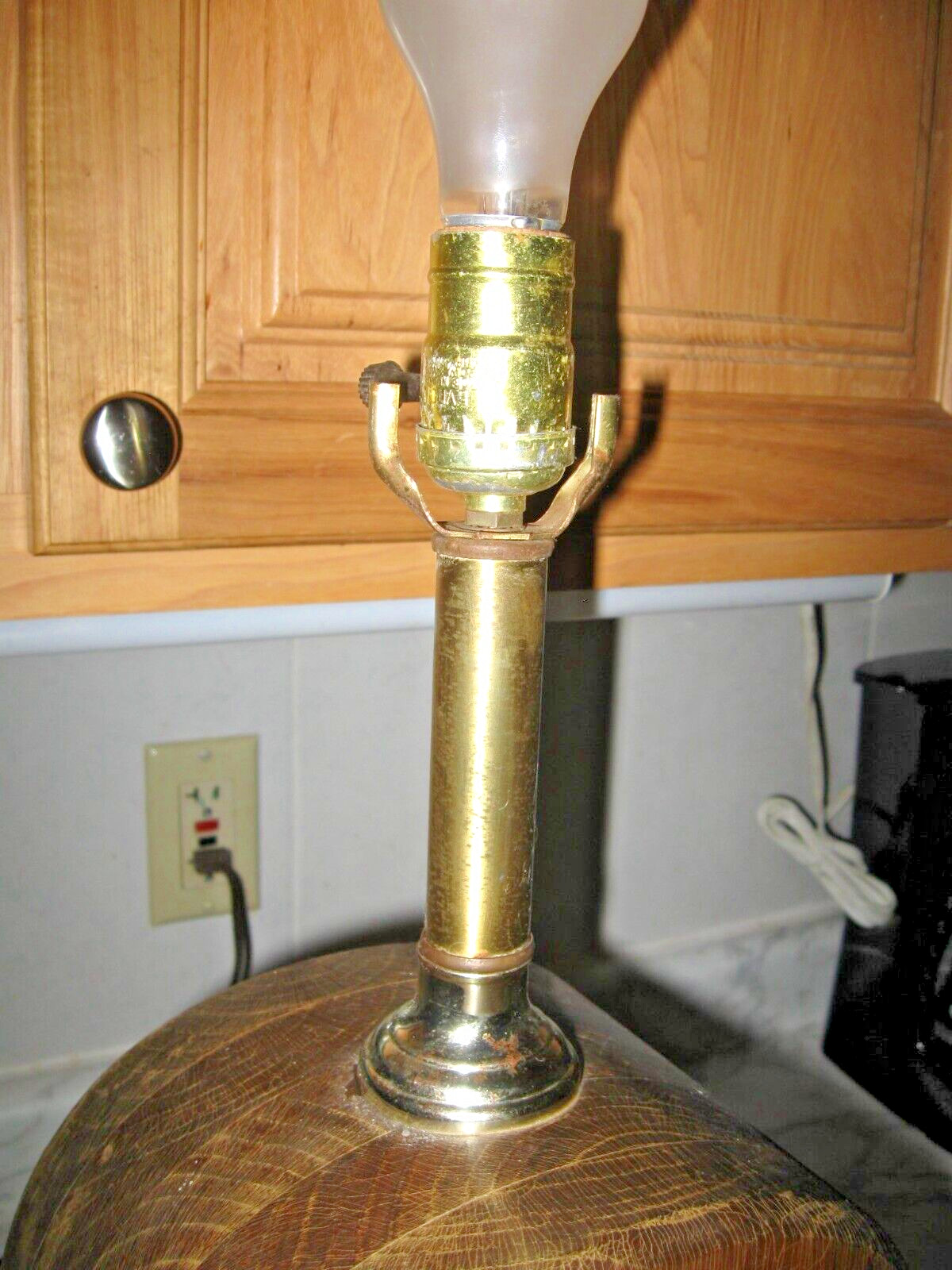 Old Vtg CARRINGTON Nautical Table Lamp With Barometer Rope Block & Tackle