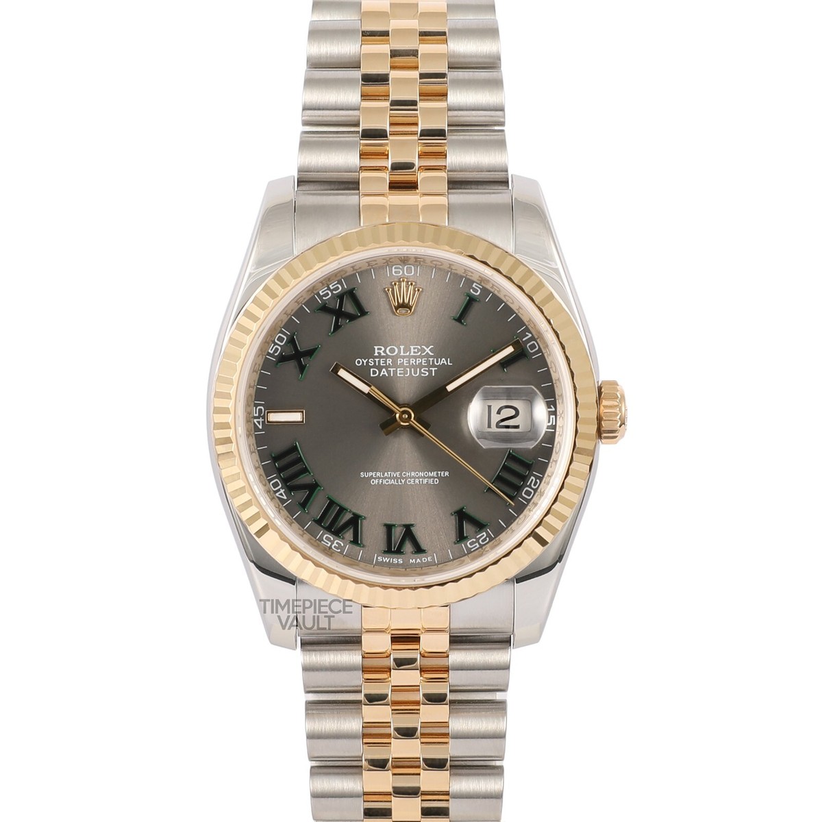 Rolex Datejust 116233 18k Gold SS 36mm-Custom Gray Wimbledon Roman