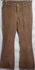 John Galt Women's Corduroy Pants Size Small Brown Back Pockets Flared Leg Bell