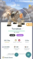 Pokémon Trade Go Livello 50 - Terrakion 3 Mosse per PvP Master League