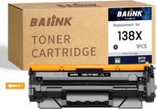 138X Toner Cartridge with CHIP Black Replacement for HP 138X W1380X 138A W1...