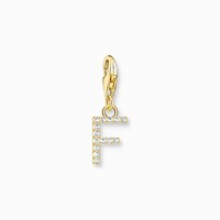 Thomas Sabo Charm AnhäNger Buchstabe F Silber Vergoldet WeißE Steine 1969-414-14