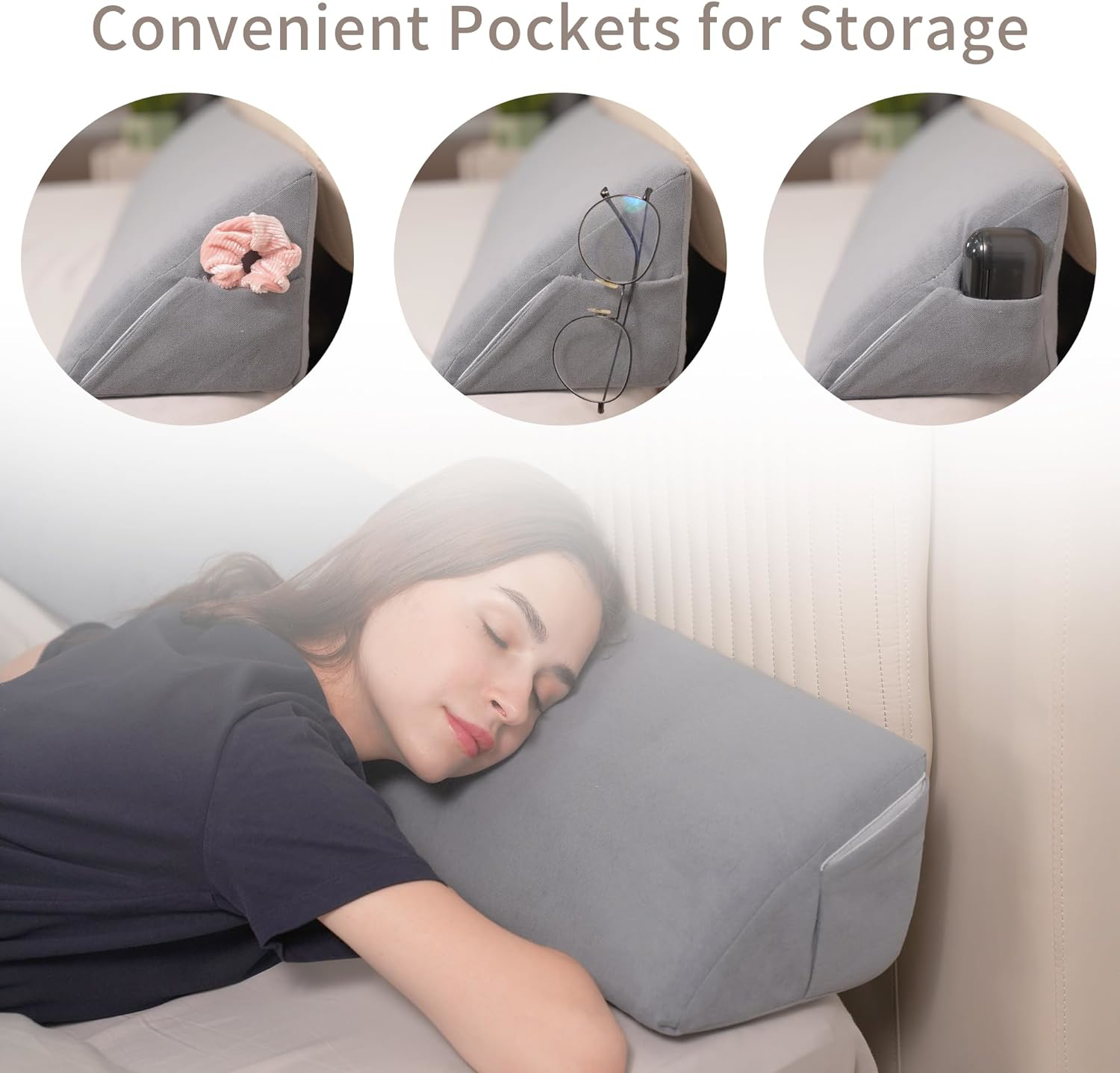 Aurako Full Size Bed Wedge Pillow Headboard Pillow Mattress Wedge Bed