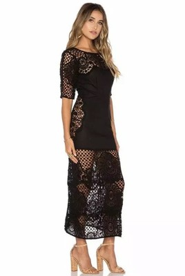 black crochet midi dress