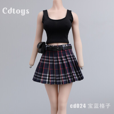 cdtoys cd024 1:6 Vest Royal Blue Plaid Skirt Clothes Fit 12 - Main Image