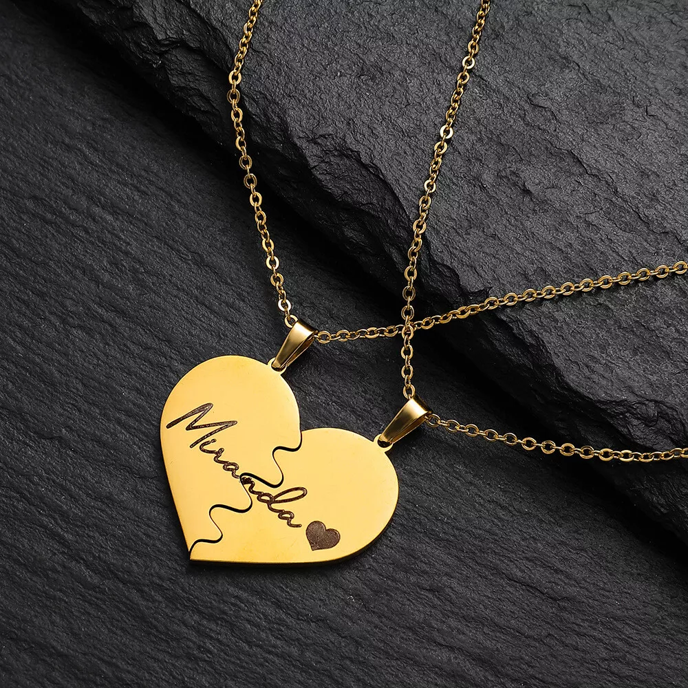 Sweetheart Love Necklace - Custom Heart Gold Necklace