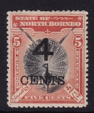 North Borneo SG112a 4c on 5c Perf 13.5-14 Mounted mint